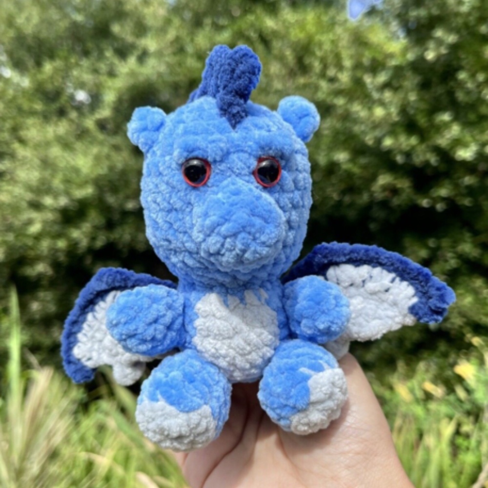 Handmade Mini Dragon Amigurumi - Small, blue
